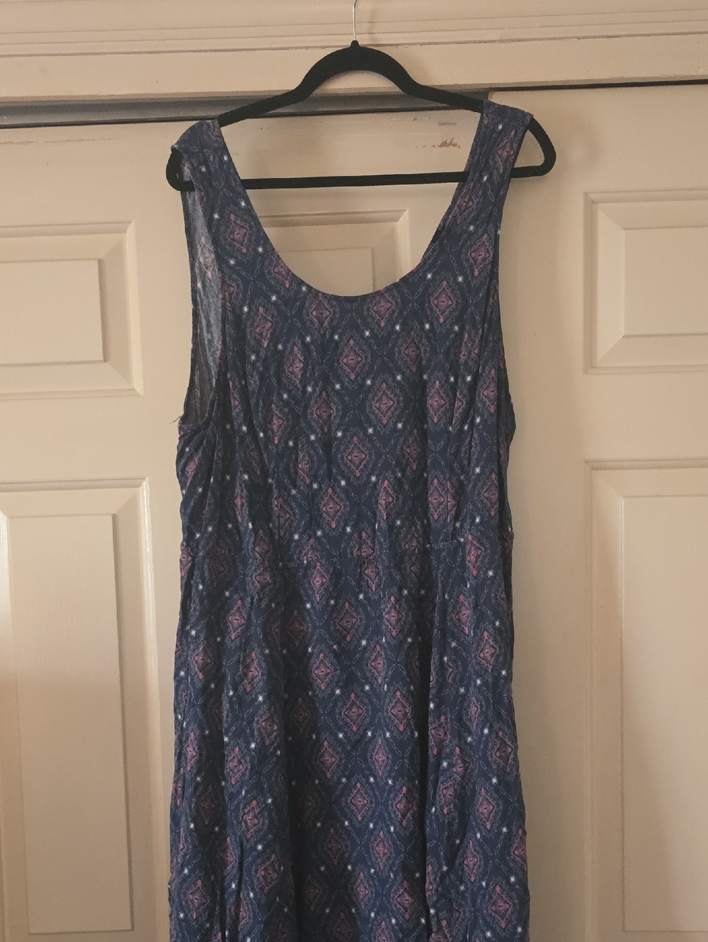torrid Blue Printed Scoop-Neck Midi Dress with Pink Pattern